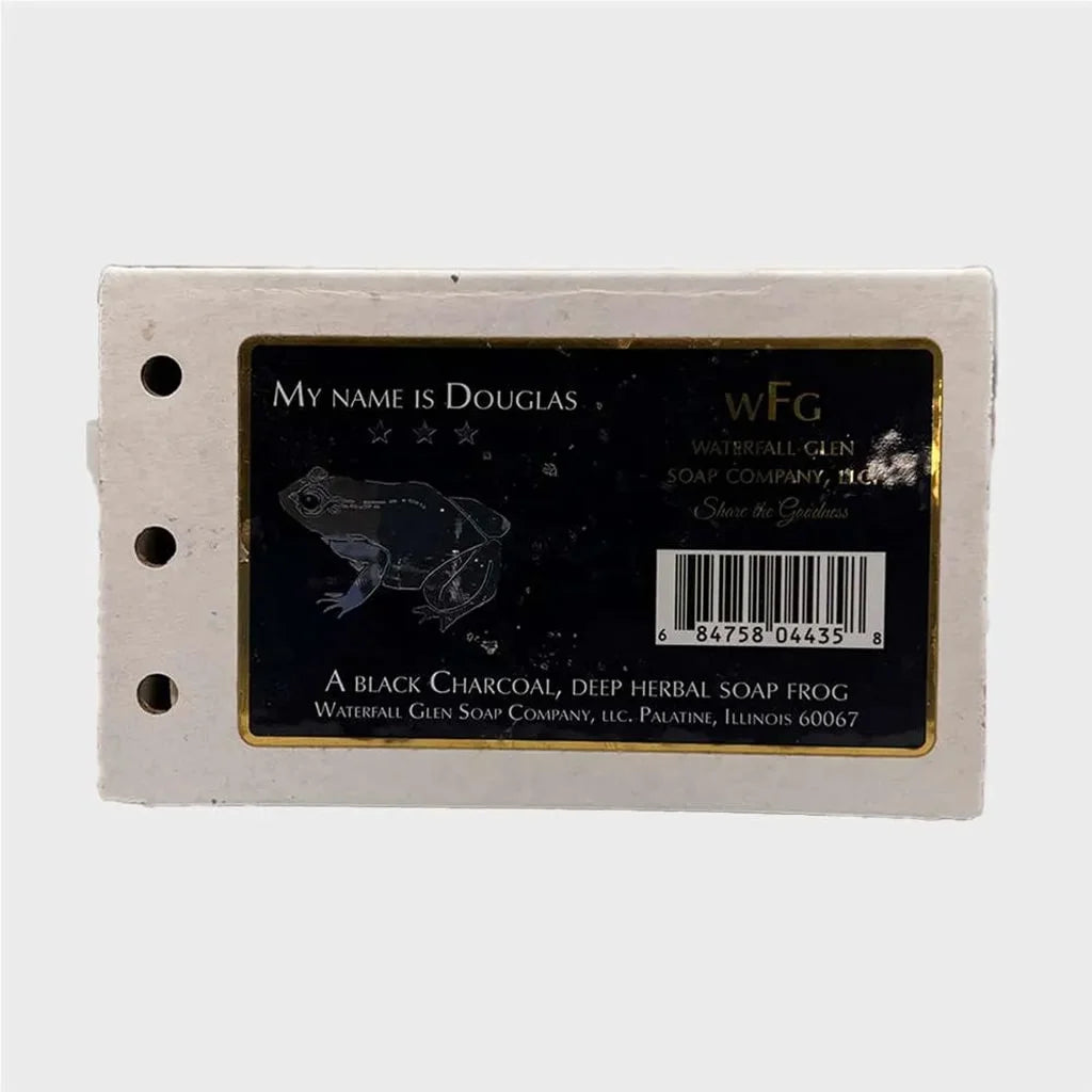 douglas the frog, frog shaped bar soap, packaging box