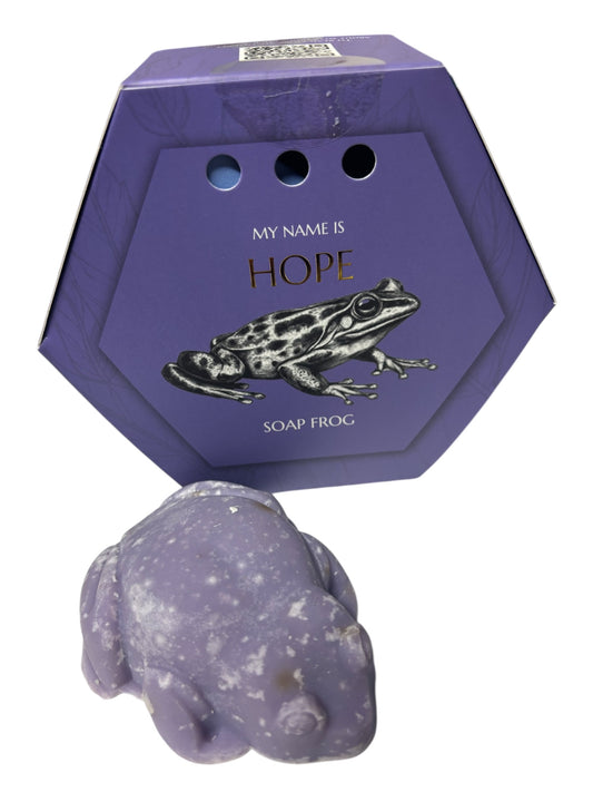 A blue lavender scented Soap Toad