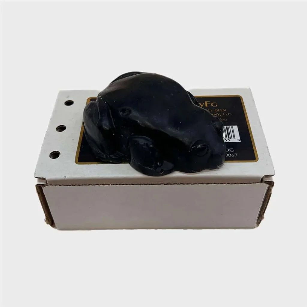 douglas the frog, frog shaped bar soap, black color with packaging box
