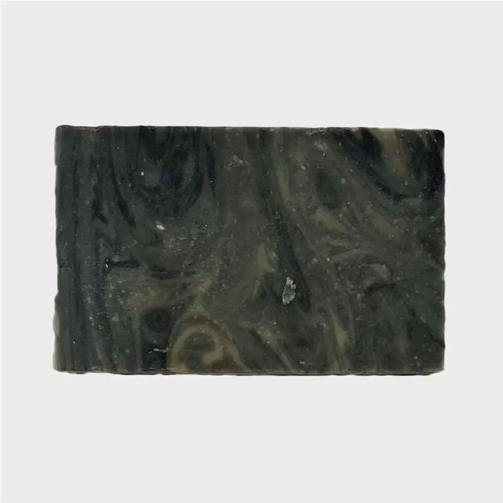 bar soap with brown light and dark green swirls